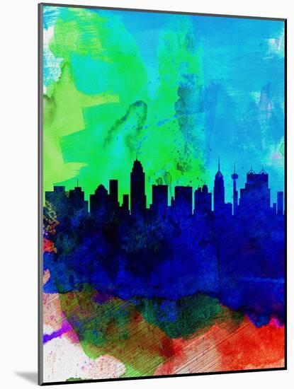 San Antonio Watercolor Skyline-NaxArt-Mounted Art Print