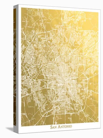 San Atonio-The Gold Foil Map Company-Stretched Canvas