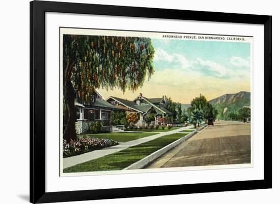 San Bernardino, California - View Along Arrowhead Avenue-Lantern Press-Framed Premium Giclee Print