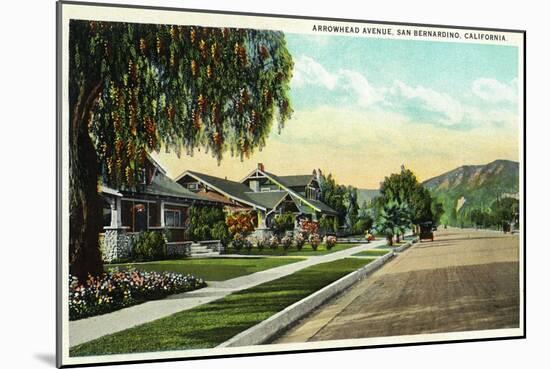 San Bernardino, California - View Along Arrowhead Avenue-Lantern Press-Mounted Art Print