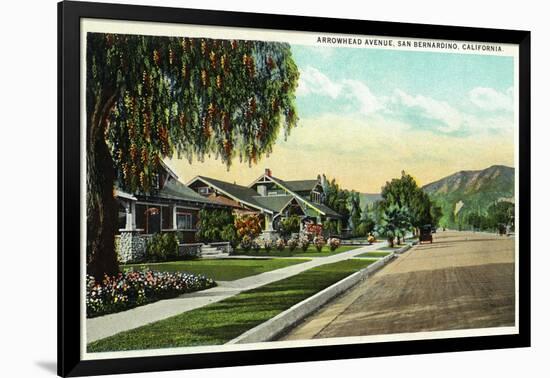 San Bernardino, California - View Along Arrowhead Avenue-Lantern Press-Framed Art Print