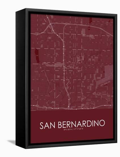 San Bernardino, United States of America Red Map-null-Framed Stretched Canvas
