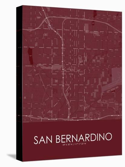 San Bernardino, United States of America Red Map-null-Stretched Canvas