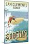 San Clemente Beach, California - Surfer Tropical-Lantern Press-Mounted Art Print