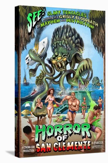 San Clemente, California - Alien Attack Horror-Lantern Press-Stretched Canvas