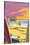 San Clemente, California - Beach and Pier-Lantern Press-Stretched Canvas