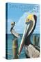 San Clemente, California - Brown Pelican-Lantern Press-Stretched Canvas