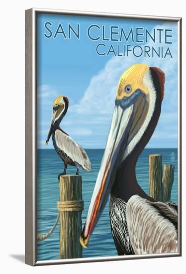 San Clemente, California - Brown Pelican-Lantern Press-Framed Art Print