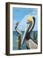 San Clemente, California - Brown Pelican-Lantern Press-Framed Art Print
