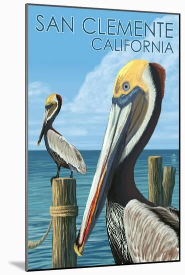 San Clemente, California - Brown Pelican-Lantern Press-Mounted Art Print
