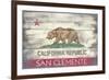 San Clemente, California - California State Flag - Barnwood Painting-Lantern Press-Framed Premium Giclee Print