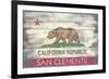 San Clemente, California - California State Flag - Barnwood Painting-Lantern Press-Framed Premium Giclee Print