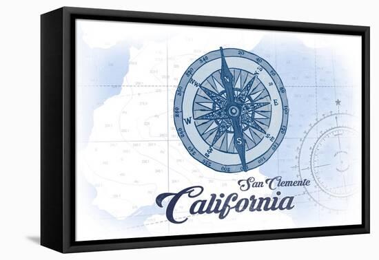 San Clemente, California - Compass - Blue - Coastal Icon-Lantern Press-Framed Stretched Canvas