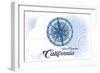 San Clemente, California - Compass - Blue - Coastal Icon-Lantern Press-Framed Art Print