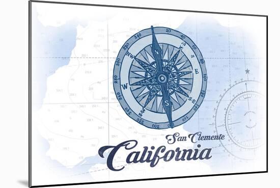 San Clemente, California - Compass - Blue - Coastal Icon-Lantern Press-Mounted Art Print