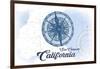 San Clemente, California - Compass - Blue - Coastal Icon-Lantern Press-Framed Art Print