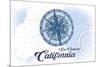 San Clemente, California - Compass - Blue - Coastal Icon-Lantern Press-Mounted Premium Giclee Print