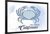 San Clemente, California - Crab - Blue - Coastal Icon-Lantern Press-Framed Art Print