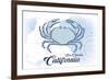San Clemente, California - Crab - Blue - Coastal Icon-Lantern Press-Framed Art Print