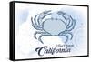 San Clemente, California - Crab - Blue - Coastal Icon-Lantern Press-Framed Stretched Canvas