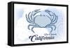 San Clemente, California - Crab - Blue - Coastal Icon-Lantern Press-Framed Stretched Canvas