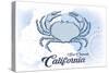 San Clemente, California - Crab - Blue - Coastal Icon-Lantern Press-Stretched Canvas