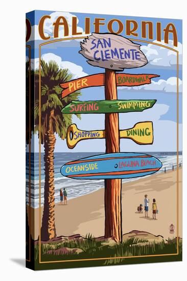 San Clemente, California - Destination Sign-Lantern Press-Stretched Canvas
