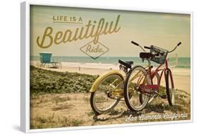 San Clemente, California - Life is a Beautiful Ride - Beach Cruisers-Lantern Press-Framed Art Print