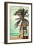 San Clemente, California - Lifeguard Shack and Palm-Lantern Press-Framed Art Print