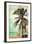 San Clemente, California - Lifeguard Shack and Palm-Lantern Press-Framed Art Print