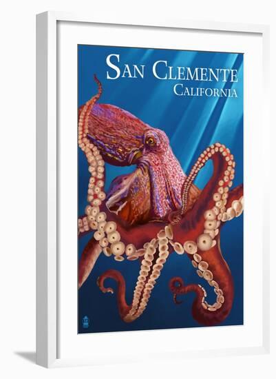 San Clemente, California - Red Octopus-Lantern Press-Framed Art Print