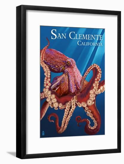 San Clemente, California - Red Octopus-Lantern Press-Framed Art Print