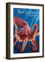 San Clemente, California - Red Octopus-Lantern Press-Framed Art Print