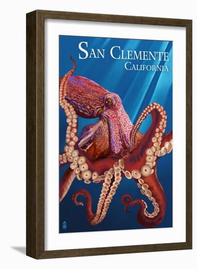 San Clemente, California - Red Octopus-Lantern Press-Framed Art Print