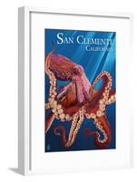 San Clemente, California - Red Octopus-Lantern Press-Framed Art Print