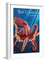 San Clemente, California - Red Octopus-Lantern Press-Framed Art Print