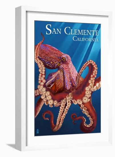 San Clemente, California - Red Octopus-Lantern Press-Framed Art Print