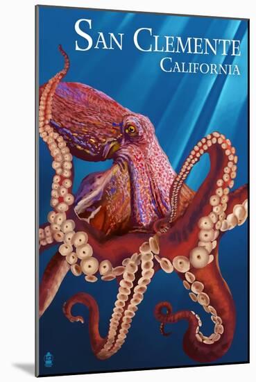 San Clemente, California - Red Octopus-Lantern Press-Mounted Art Print