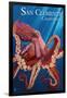 San Clemente, California - Red Octopus-Lantern Press-Framed Art Print