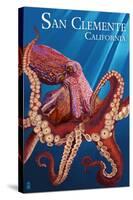 San Clemente, California - Red Octopus-Lantern Press-Stretched Canvas