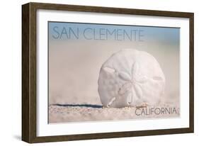 San Clemente, California - Sand Dollar and Beach-Lantern Press-Framed Art Print