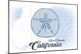 San Clemente, California - Sand Dollar - Blue - Coastal Icon-Lantern Press-Mounted Art Print