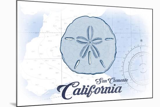 San Clemente, California - Sand Dollar - Blue - Coastal Icon-Lantern Press-Mounted Art Print
