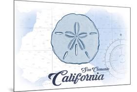 San Clemente, California - Sand Dollar - Blue - Coastal Icon-Lantern Press-Mounted Art Print