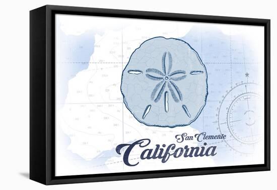 San Clemente, California - Sand Dollar - Blue - Coastal Icon-Lantern Press-Framed Stretched Canvas