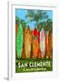 San Clemente, California - Surfboard Fence-Lantern Press-Framed Art Print