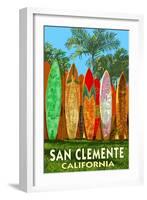 San Clemente, California - Surfboard Fence-Lantern Press-Framed Art Print