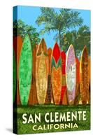 San Clemente, California - Surfboard Fence-Lantern Press-Stretched Canvas