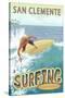 San Clemente, California - Surfer Tropical-Lantern Press-Stretched Canvas