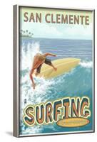 San Clemente, California - Surfer Tropical-Lantern Press-Framed Art Print